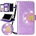 Produktbild Nadoli Galaxy S6 Edge Spiegel Glitzer Hülle,Luxus Strass Bling PU Ledertasche mit Kartenfächer Magnetverschluss und abnehmbar Trageschlaufe Wallet Case Brieftasche Hülle Handyhülle Diamant Wallet Case Standfunktion Flip Leder Case Cover für Samsung Galaxy S6 Edge,Lila