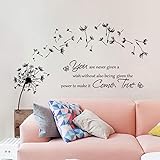 decalmile Adesivi Murali Dente di Leone Frasi Scritte Adesivi da Parete Citazioni Nero Decorazione Murale Camera da Letto Sog