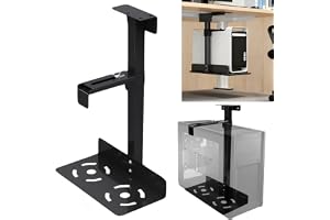 Xtrillogen PC-hållare under skrivbord, justerbart PC-stativ för 50–530 mm, kolstål dator vägghållare, datorhållare skrivbord för de flesta värdare, maximal lastkapacitet 35 kg