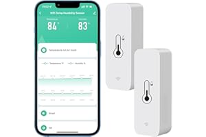 Comboss - Sensore termometro con igrometro e WiFi, sensore di temperatura e umidità per interni ed esterni con notifica tramite app Tuya (confezione da 2 pezzo)