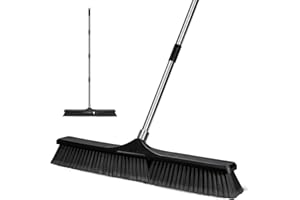 Masthome Balai Extérieur, 63 cm Grand Balais Industriel, Jardin Extérieur Balai avec Manche Réglable en Inoxydable pour Le Nettoyage des Routes, Cour Extérieure, Terrasses