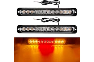 YIFENGSHUN 12-24V 12 LED Emergency Strobe Lights Warning lights Bar- Waterproof Flashing Mode Recovery Breakdown Beacon Light -Surface Mount for Construction Vehicle -2pcs(Amber&Red&Amber)