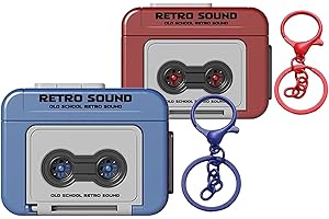 JEEEUN Creative Mini Tape Recorder Keychain, Mini Cassette Tape Recorder, Keychain Voice Recorder, Retro Keychain (2*Multi)