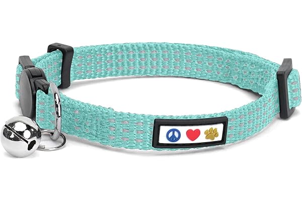 Collier Réfléchissant Pawtitas avec Boucle de sécurité et grelot Amovible pour Chaton Sarcelle