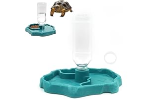 DSQSasahip Reptilien Schildkröte Futternapf, 2 in 1 Futternapf für Reptilien,Schildkröte Futternapf Automatisierte,Futter Wasserspender Geeignet für Schildkröten, Geckos