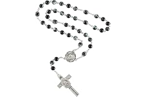 Needzo Holy Face of Jesus Chaplet, Includes Prayer Card, Catholic Prayer Bead Rosaries for Men and Women, Pastor Appreciation Gifts, 16.5 Inches, 16.5 inches, Glass, No Gemstone