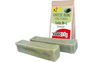 YAKDOG SANTÉ+ - Bâtonnets Au Fromage pour Chien - avec Spiruline - Peau, Pelage & Immunité - sans Gluten - Riche en Protéines & Calcium - Friandises Longue Durée - Recette Himalayenne - Belgique - ML