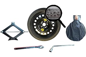 D'ANGELO 1988 Kit rueda de repuesto de 16" compatible con NISSAN JUKE 2010-2019, con gato, llave y funda 135/90r16