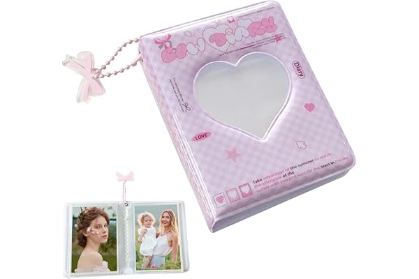 Photocard Holder, Photocard Binder Album, Love Heart Hollow Card Binder Collector Book,Cute Decoration for Standard Idol Picture,Picture Collection,Small Storage Bag, Portable, 4 Colors