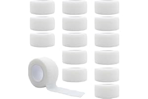 JJHXM 15 Roll 2.5cm x 4.5m Selbstklebender Verband,selbsthaftende Bandage,haftbandage,selbstklebend,Bandage,Elastische Binde Bandage,Vet Verband,für Hand Arm Fuß Gelenk Finger(Weiß)