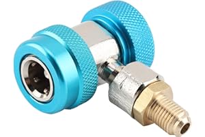 Miskall Connecteur Rapide R134 A/C Bas/Haut, Adaptateur de coupleur de climatisation en métal à 90° avec Noyau de Valve d'extraction(Côté Bas)