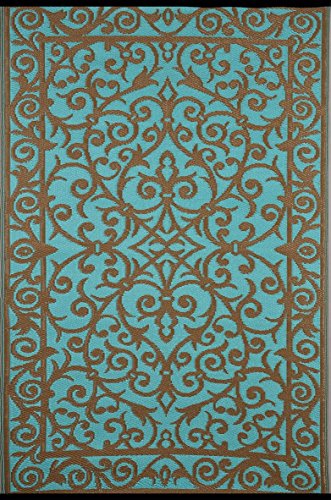 Grün Deko-wendbar-leicht Kunststoff Teppich Gala türkis Gold – 4 x 6 ft (120 x 180 cm), türkis/gold