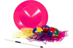 Juggle Dream Set da giocoliere (rosa) con asta, 3 panni junior (giallo, rosa, viola), 3 palline da giocoliere Pro Thud