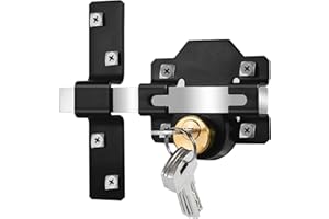 HEAVENBIRD Mortrise Lock, Long Throw Gate Lock for Wooden Gate, Double Sides Locking, Suitbale for 50mm Thickness Door, 5 Keys