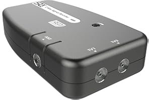 SLx TV Signal Booster Aerial Amplifier, 2 Way Signal Distribution Amplifier with Coax Connections, 4G & 5G Filtering, Indoor TV Aerial, HD & 4K TV/FM/DAB & Freeview, Variable Gain Control