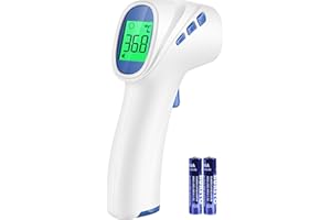 VIPROUD Contactless Fever Thermometer for Babies, Children and Adults, Infrared Forehead Thermometer with Fever Alarm, LCD Display, Instant Accurate Readings, White_Blue