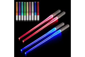 Dhqkqg Palillos Chinos Iluminados, 2 Pares Lightsaber Chopsticks con 9 Modos de Color, Palillos LED Ligeros para Cenas En La Cocina, para Cenas en La Cocina, Fiesta Al