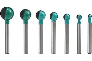 BIGP 7 Pezzi 6mm Gambo Fresa a forma di sfera, Fresa a Raggio Convesso, Lavorazione Del Legno A Sfera Forma Fresa Taglio Strumento