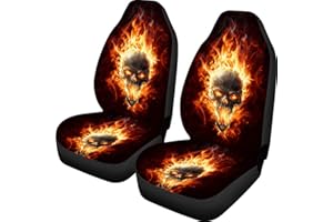 Woisttop Auto-Sitzbezug mit Totenkopf-Motiv, 2 Stück, universell passend für Limousine, SUV, LKW, Auto-Zubehör, Innendekoration