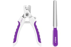OneCut 4.7" Small Dog & Cat Nail Clipper Stainless Steel Cat Claw Trimmers for Rabbits, Guinea Pigs, Birds, Puppies, Kittens and Small Animals Pet Nail Clipper for Professional and Home Use (Purple)
