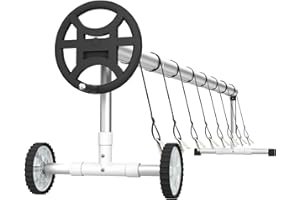 YRHome Pool Aufroller Aluminium Schwarz Premium Mobiles Aufrollsysteme für Poolfolien 3m - 5,70m Aufrollvorrichtung Pool mit Bänder & Rollen für Poolplane & Abdeckung Solarrolle mit Rollen