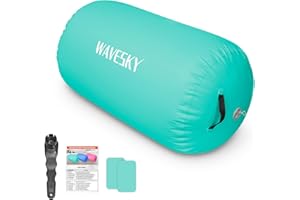 WAVESKY Aufblasbare Air Rolle Track, 80 / 120cm Air Roll Turnen Gymnastik Tumbling Matte, Air Barrel Air Tumbling Track für zuhause, Outdoor, Fitness, Training
