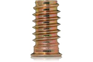 YoiYee Wood Furniture M8 x 25 mm Threaded Insert Nuts Interface Hex Socket Drive Zinc Yellow Passivated - 20 Pack