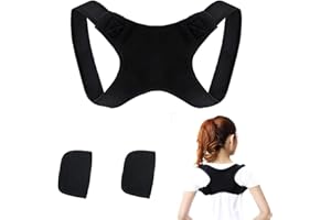 PFLYPF Korektor pleców, z 1 parą poduszek na ramiona, korekta postawy siedzącej, pasek na ramię, orteza postawy, regulowany pas podpierający plecy, trener postawy pleców, uniseks