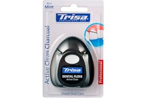 Trisa Active Clean Charbon dentaire 40 m ciré à la menthe et au charbon actif pour un nettoyage efficace entre les dents.