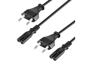 Eonvic 2PCS Euro Stecker zu IEC320 C7 Stromkabel, 250V 2.5A Stromkabel Stecker Typ C CEE 7/16 zu C7 für Dell Samsung Laptop Monitor LG Philips TV Kleine Geräte Haushaltsgeräte 3M