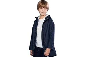 SOLOCOTE Veste de pluie pour enfants avec capuche imperméable et coupe-vent sac à dos en caoutchouc doublé pour filles et garçons