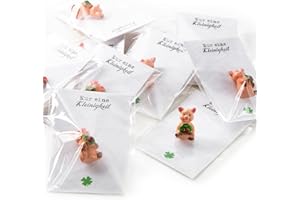 ‎LOGBUCH-VERLAG Logbuch-Verlag 10 mini Glücksschweinchen Glücksbringer Geschenk Schwein Neujahr Weihnachten Silvester Kinder Arbeitskollegen Freunde mit Karte Kleeblatt