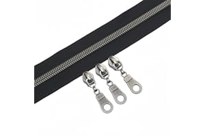 YaHoGa Cremallera por metros, 9 m Cremallera Continua + 25 Deslizadores, 30 mm de ancho, Nailon Cremalleras para Costura Manualidades Bolsas (Antiksilber)