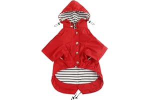 MOREZI Chubasquero para Perros con Cremallera y Botones Reflectantes, Resistente al Viento y a la Lluvia, cordón Ajustable, Capucha Desmontable-Rojo-XXL