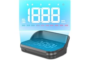 WODHMIEY HUD Display für Windschutzscheibe, HUD Tachometer-Projektor mit GPS+Beidou Tachometer, Helligkeitsabgleich, MPH/KM/H, Übergeschwindigkeitswarnung, Müdigkeitswarnung, Kompaktes, Klares Display