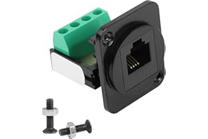QIANRENON RJ11 Panel Montaje Teléfono Adaptador Cat3 RJ11 6P4C Hembra a Crimpado Terminales ConectoresRJ11 sin Soldadura Tomas, XLR Panel/D Panel Montaje, para Reparación RJ11 DIY Módem Telefónico