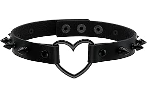 Manfnee Choker Cuore Rock Punk Gotico Collare Catena Borchie Girocollo Biker Uomo Donna Regolabile