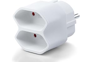 PERFECTHD Adapter do gniazdka elektrycznego, 2 gniazdka, adapter z wieloma wtyczkami, adapter sieciowy, rozdzielacz, gniazdo euro, 2 gniazda ze stykiem ochronnym, kolor biały, 1 sztuka