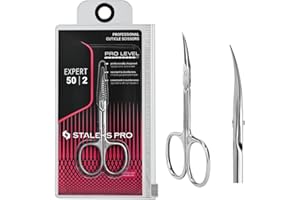 STALEKS PRO by Natury Nails Professional Cuticle Scissors. Ergonomic Rings.Stainless Steel.Medium Sized Handles.Blade Length 24 mm Size M. Expert SE-50/2