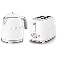 Smeg 50’s Style Retro Range Breakfast Set, 0.8L 1400W Mini Kettle and Multi-Functional Control 2-Slice 950W Toaster, White, KLF05WHUK/ TSF01WHUK