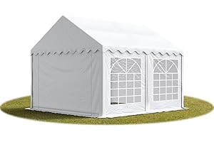 TOOLPORT Tendone per Feste 4x5 m PVC Bianco 100% Impermeabile Gazebo da Giardino Tendone da Esterno Tenda Party