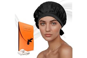 WAYMAYTECY Noir Bonnet en Soie Réutilisable, Bonnet de Sommeil Soie de Mûrier pour Femme, Bonnet de Nuit en Soie Femme Ajustable, Bonnet de Nuit pour Cheveux bouclés, Soin des Cheveux, Cadeau