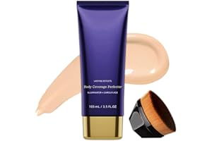 DMQ Body Coverage Perfector for Legs and Body - Waterproof Full Coverage Tattoo Cover Up Makeup - Sweatproof Long Lasting Complexion Foundation with Brush Included (Natural)