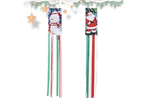 KASESSS 2 Stück Weihnachten Windsack, 100cm Windsack für Draußen, Windfahne, Windsack für Fahnenmast, Windhose Weihnachten Festival Party Dekorationen für Patio Rasen Terrasse Garten Camping Dekor