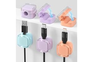 MIMIROOM 6 Pezzi Clip per Cavi, Fermacavi Adesivi, Magnetico Fermacavo, Fermacavi Scrivania, Cable Organizer Adatto per Cavi Dati Cavi di Alimentazione Cavi Mouse Cavi Accessori(Colorato)