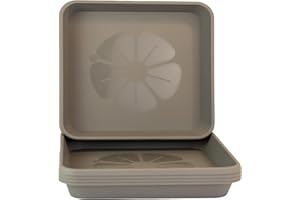 Home Garden Ornaments Plato Maceta Cuadrado 19x19cm Gris Juego de 5 – Duradero Platos Macetas Plastico - Platos para Macetas para Exteriores e Interiores (19x19cm, Gris)