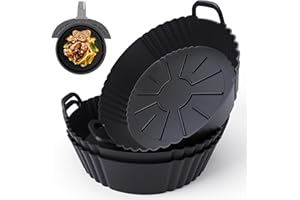 PINTAUR 3Pack Silicone Air Fryer Liner 3.8-5L, Ninja AF100UK & T17021 Silicone Liners, Reusable Air Fryer Accessories Food Grade Liners, Compatible with Ninja, Tower, COSORI, Tefal, Aigostar