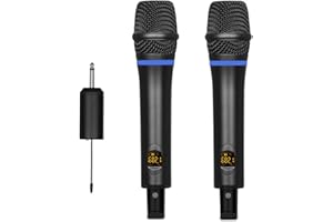 Depusheng W8 Drahtloses Mikrofon, dynamisches UHF-Metall-Karaoke-Handmikrofon mit wiederaufladbarem Empfänger, 1/4"＆1/8"-Ausgang, für Karaoke-Gesang