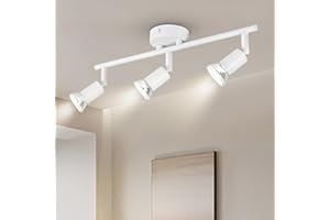 DOUGHELEC Dougelec Plafonnier Spot Plafond 3 Spots LED Orientable GU10 Éclairage de Plafond Plafonnier Luminaire Spot Applique Muraux Moderne Intérieur pour Cuisine Salon Chambre 230V, Blanc Sans Ampoule