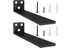 YFCVIP 2 Pezzi Supporti per Scaffali, Staffe per Mensole Pesanti, Supporti Mensola Reggi Mensola Porta Mensole da Muroper la Casa, la Cucina e l'ufficio | 25cm, Portata 70 Kg (Nero) 10in